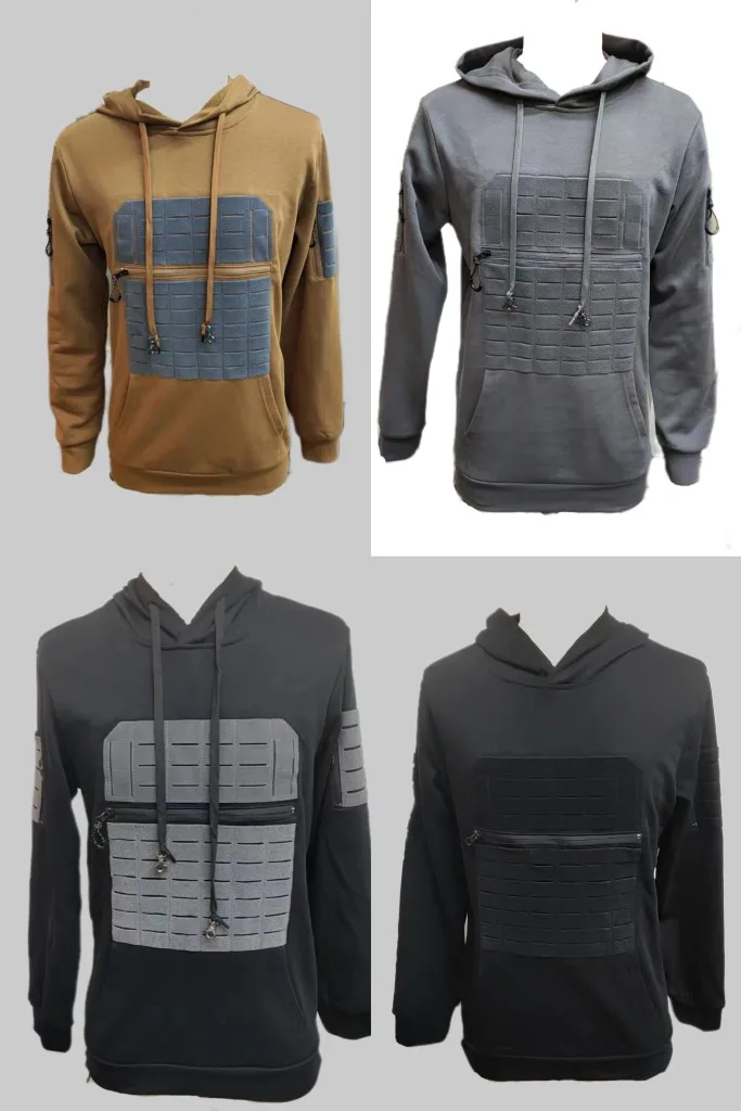 Sudadera con capucha táctica con protección abdominal, abdomen se puede cargar con placas suaves balísticas de talla S - imagen 2