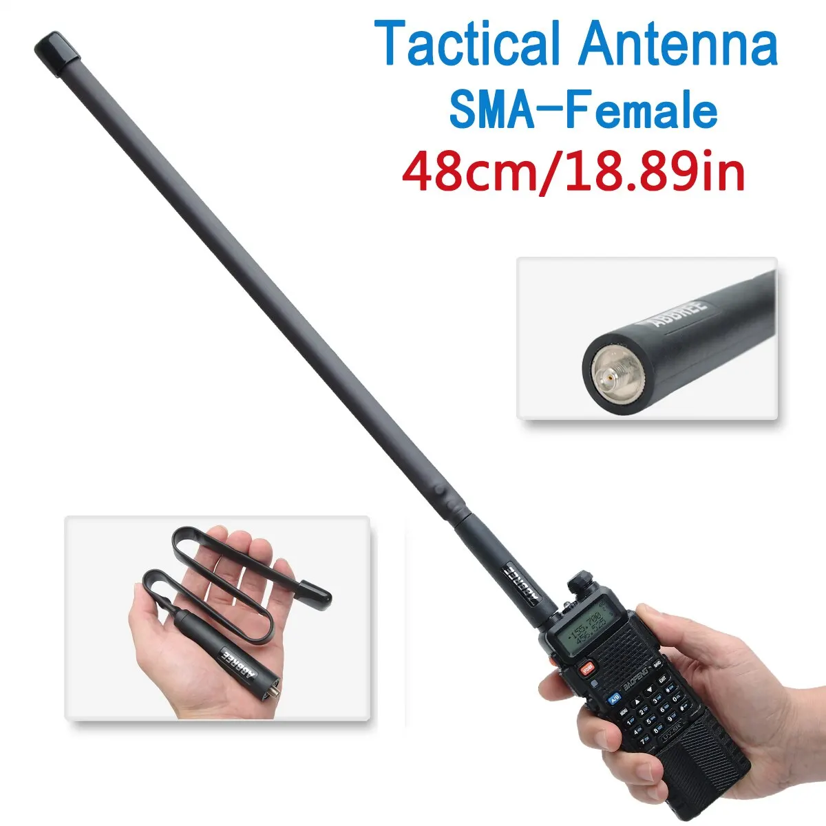 Abbree-antena táctica CS, walkie-talkie plegable de doble banda, SMA hembra, 144/430Mhz, para Baofeng UV 5R 13 Pro 888S Quansheng UV K5 - imagen 3