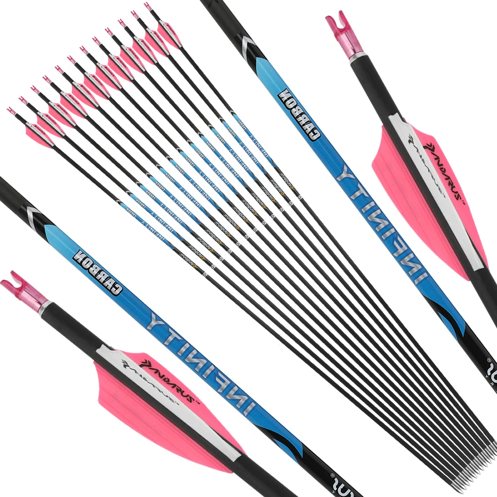 12 Uds flecha de carbono puro SP 400 500 600 700 800 900 1000 ID4.2mm eje de flecha paletas de goma arco tiro con arco objetivo de tiro competitivo