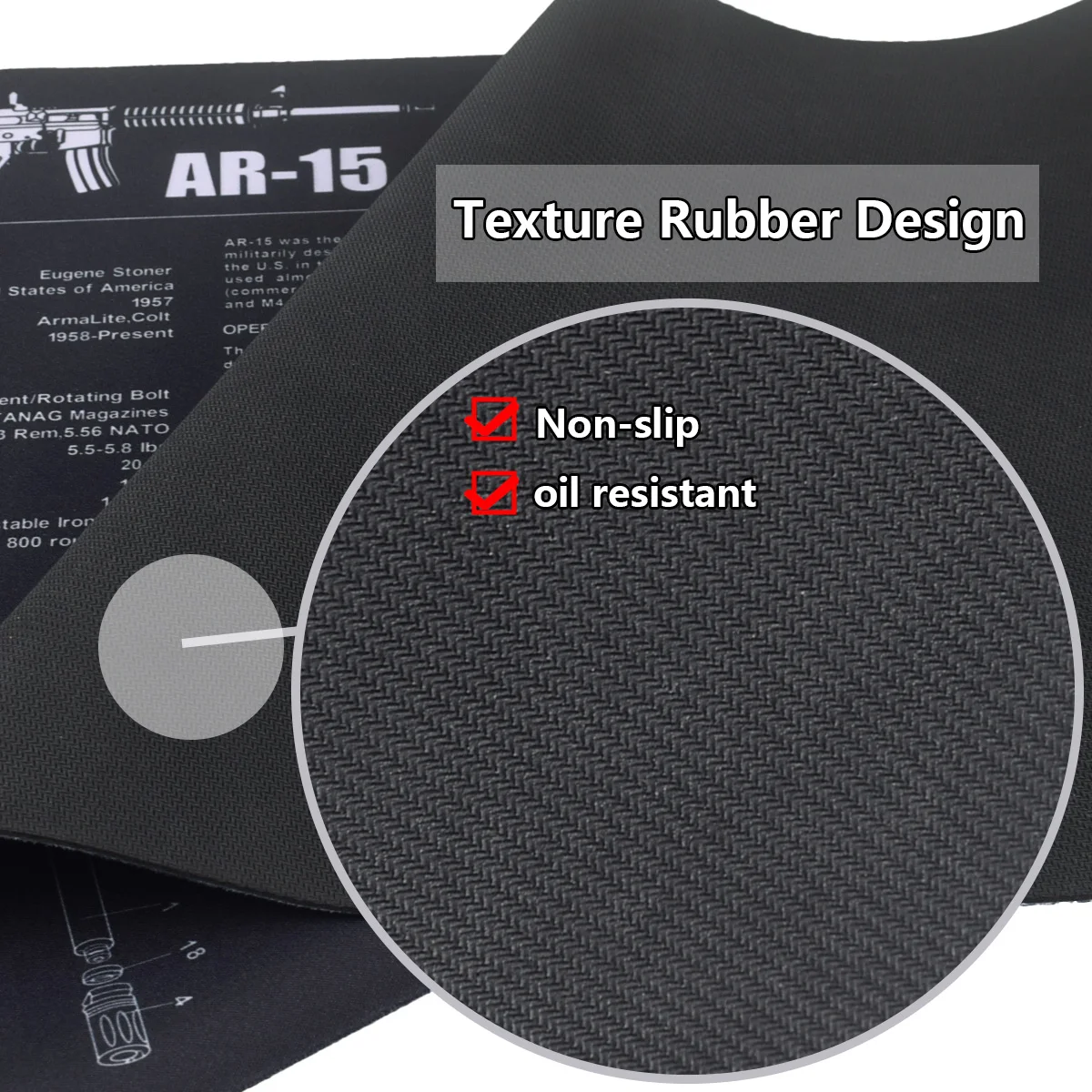 Alfombrilla de goma para limpieza de armas de caza, 430x280mm, alfombrilla para ratón, modelo diversificado para Glock 42 43 1911 P320 SR MP XD PX4 Walther PPQ - imagen 5