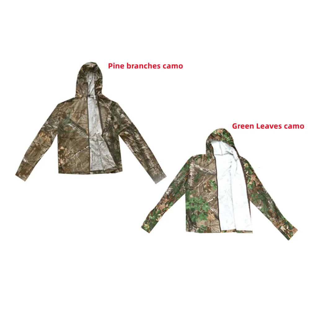 Cárdigan con capucha de pesca transpirable de algodón para hombre, ropa de pesca de camuflaje con protección solar, Top deportivo con cremallera frontal, verano al aire libre - imagen 3