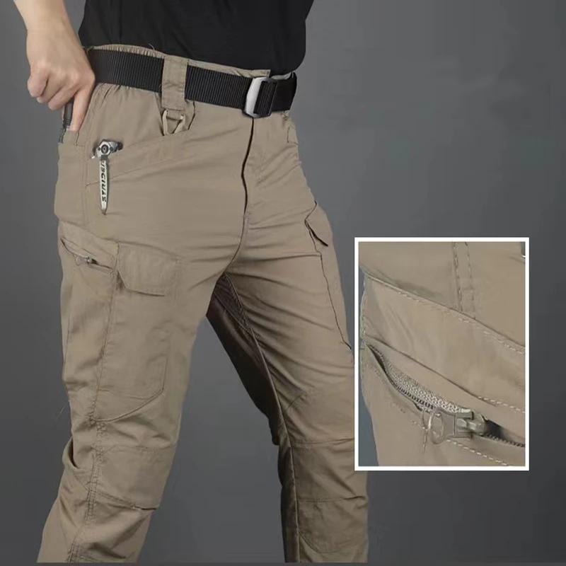 Pantalones militares impermeables para hombre, pantalón táctico SoftShell para pesca, senderismo, caza del ejército, Camping, senderismo, escalada, Trekking, fino, Verano - imagen 2