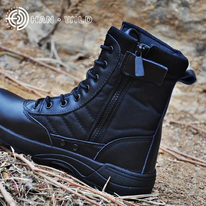 Botas tácticas hombre negras de cordones en lona transpirable - imagen 3