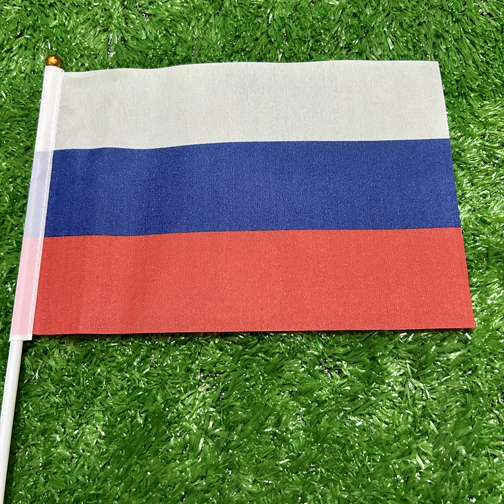BANDERA SKY 14X21cm bandera rusa ondulada a mano con poste de plástico para decoración celebración desfile deporte - imagen 4