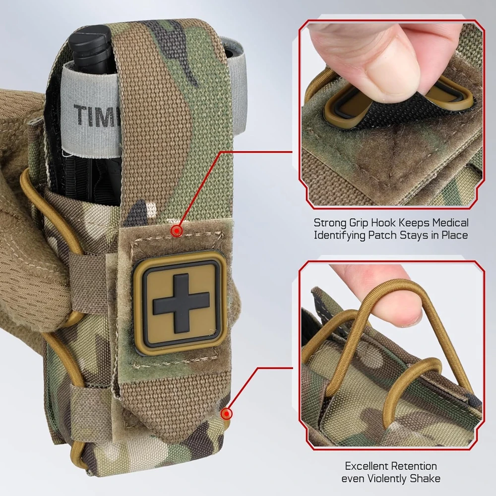 Soporte de torniquete MOLLE, soporte IFAK TQ, funda médica táctica, botiquín de primeros auxilios, parche cruzado/cable de pengué con torniquete - imagen 4