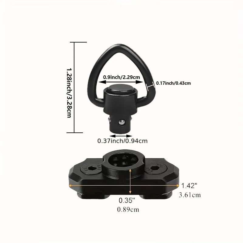 2 unids/pack de eslinga QD de dos puntos, soportes giratorios de 1 ", Mlok, tamaño de bucle D, 8 posiciones de diferentes puntos 45 °   diseño de rotación, para caza. - imagen 2
