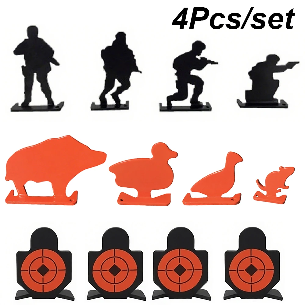 Objetivos de tiro de Metal, silueta pequeña, objetivo Airsoft, objetivos de tiro para Rifle de aire, pistola, entrenador de práctica de balas Bb, 4 Uds.