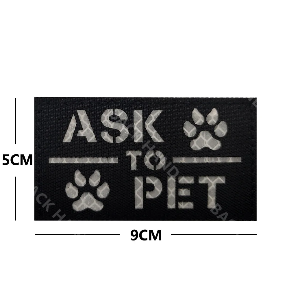 ASK TO PET-pegatinas luminosas para correa de Mascota, insignia reflectante para perro K9, Parches IR verde y rosa, bandera americana - imagen 4