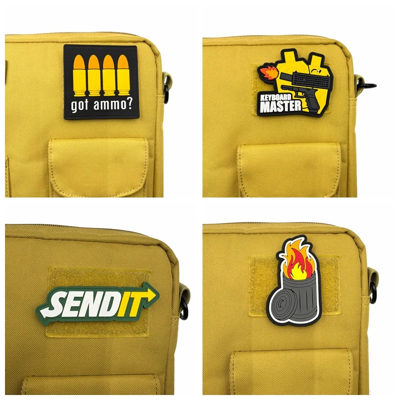 Parche luminoso de PVC, insignia de moral de revista táctica, cubo de basura de misiles, parche de gancho y bucle de llama, brazalete, pegatina para mochila - imagen 4