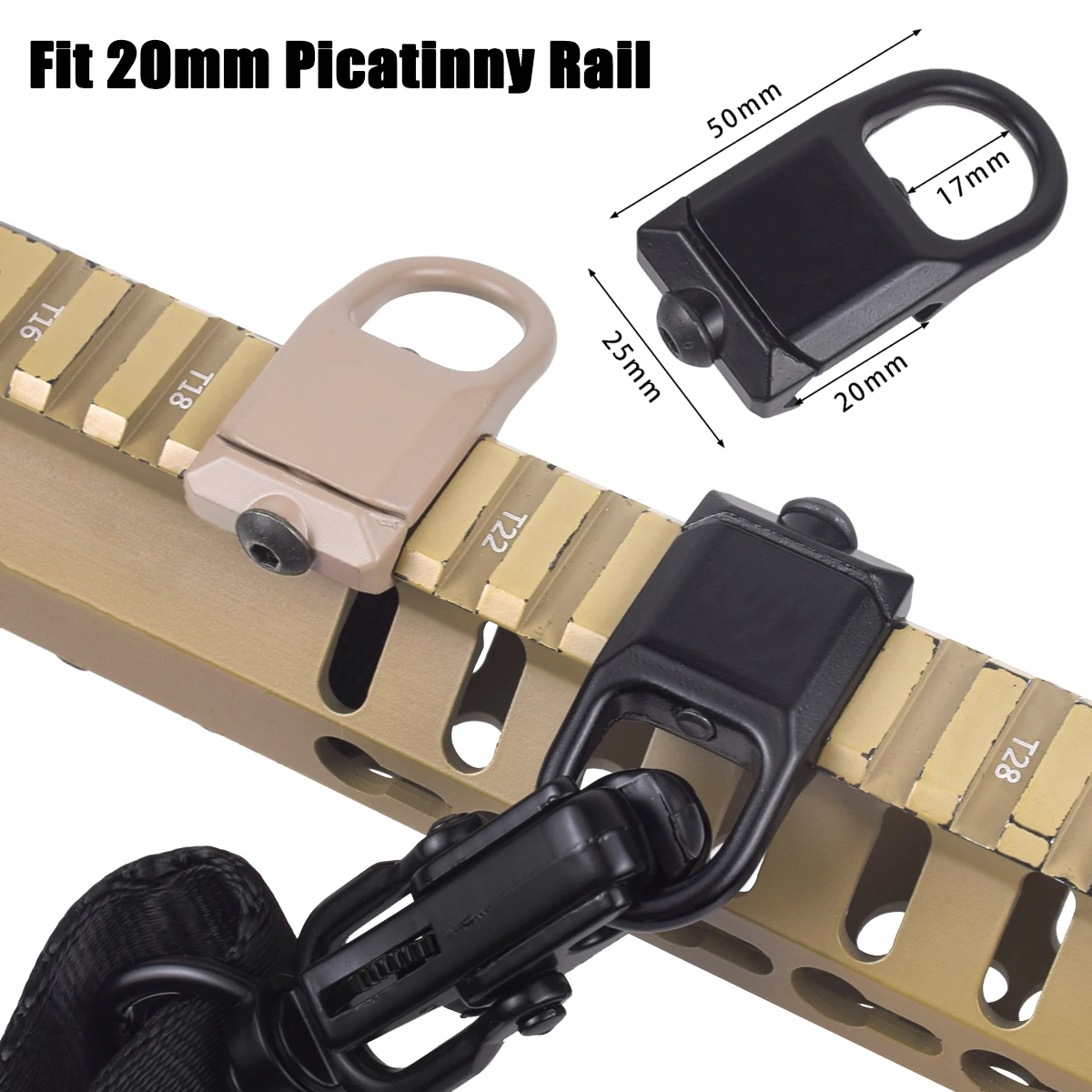 Eslinga táctica RSA, montaje giratorio GBB Paraclip Gun QD, correa de eslinga, adaptador de separación rápida, tornillos de caza para Rifle M4 M5 10mm/12mm - imagen 3