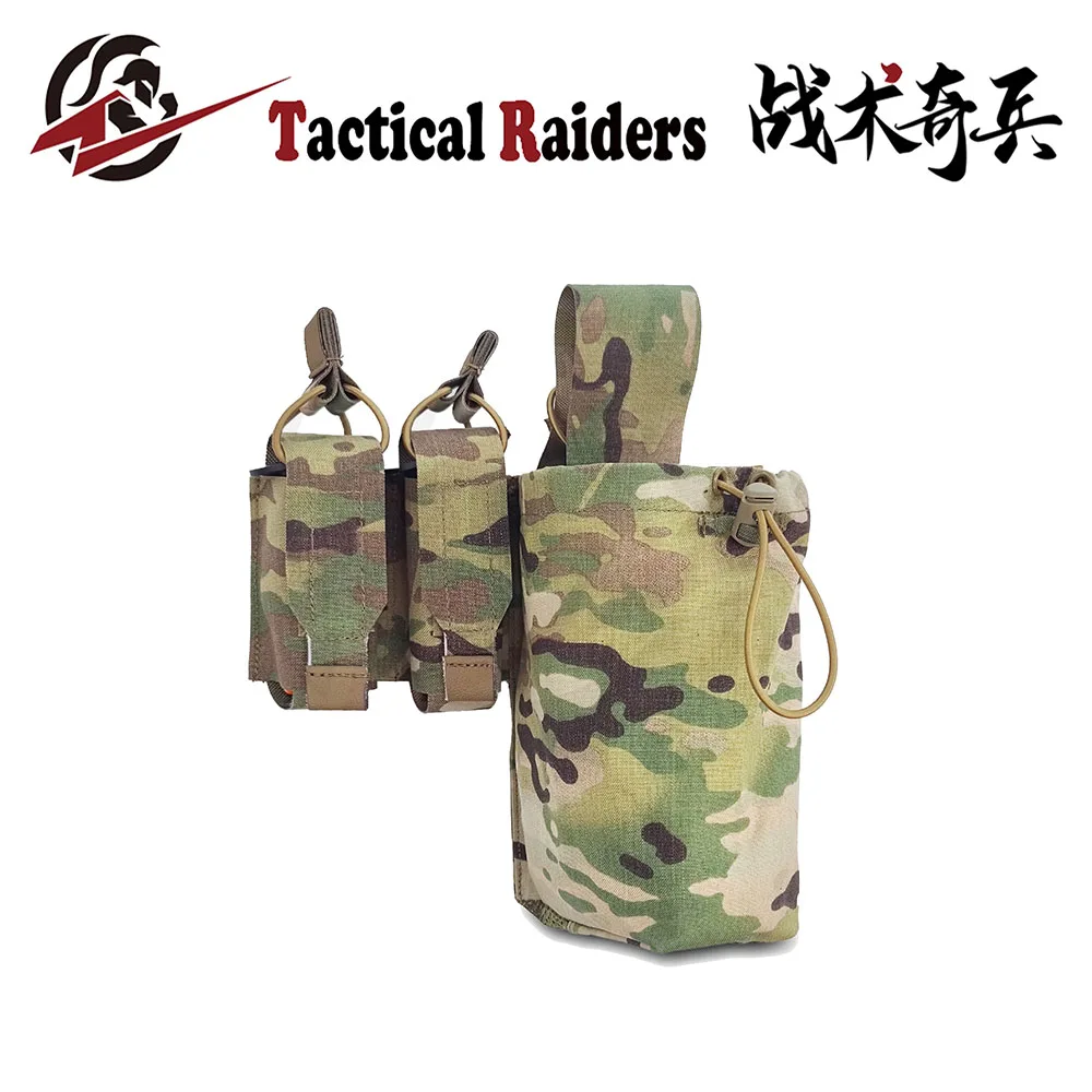 Bolsa de reciclaje táctica para exteriores, bolsa de basura de cintura, bolsa doble Mag de 9mm + juego combinado de bolsa individual Mag 5,56