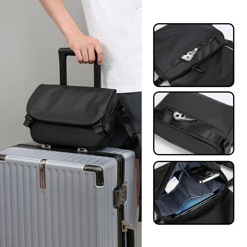 Bandolera mensajero para gimnasio para hombre, bolsas cruzadas de negocios para viajes al aire libre, compras, almacenamiento grande, paquete de viaje corto portátil - imagen 3