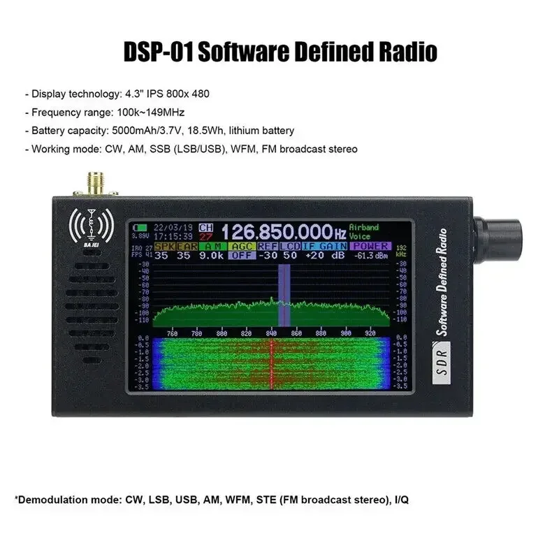 SDR 101 Radio definida por software 100M-149MHZ CW AM WFM FM SSB FM/AM/LW/MW/SW/receptor de radio DSP SDR de banda aérea - imagen 5