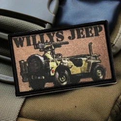 Willys Jeep Parche táctico gancho y bucle impreso para ropa mochila
