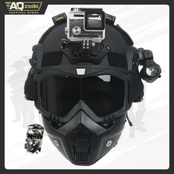 Casco protector de seguridad táctico Mich 2000, con máscara y juegos de gafas, con soporte NVG y riel lateral para Airsoft táctico
