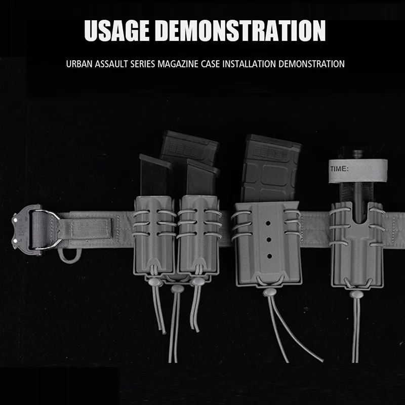 Bolsa táctica para cargador de 9mm 5,56, compatible con M4, AR15, HK .223, pistola Glock 357SIG, 45CAP, cinturón MOLLE, Airsoft Mag, funda de la serie Urban Assault - imagen 5