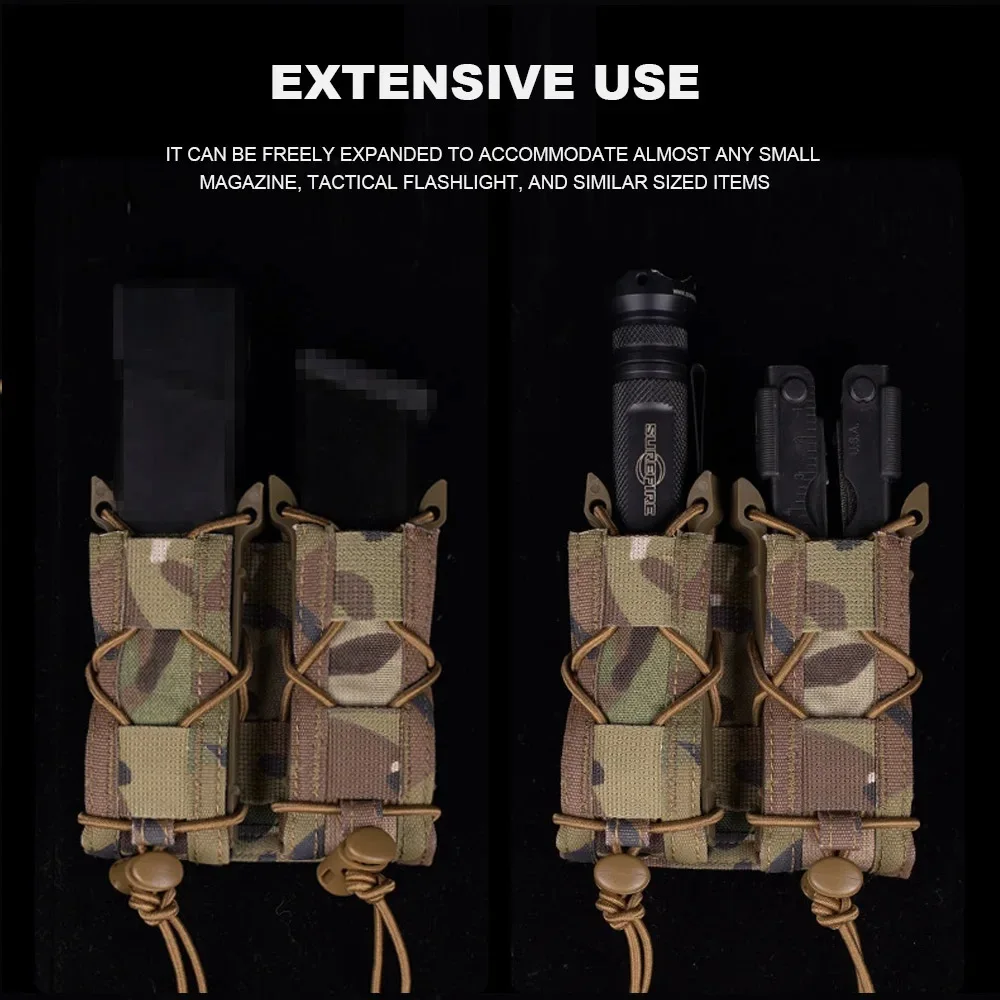 Bolsa para revistas de pistola de 9mm, bolsas magnéticas de extracción rápida tipo tigre doble para caza al aire libre, bolsa de herramientas táctica Molle Airsoft - imagen 3