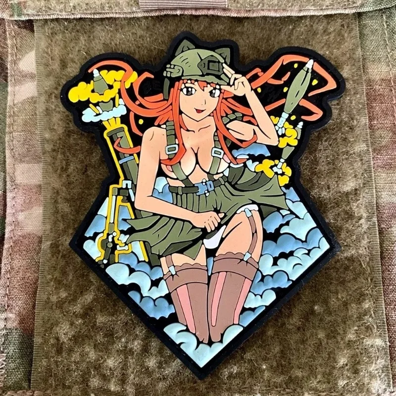 Parches tácticos de PVC para chica en ropa, insignia de moral de belleza, parches militares con gancho y bucle, brazalete, pegatinas para mochila