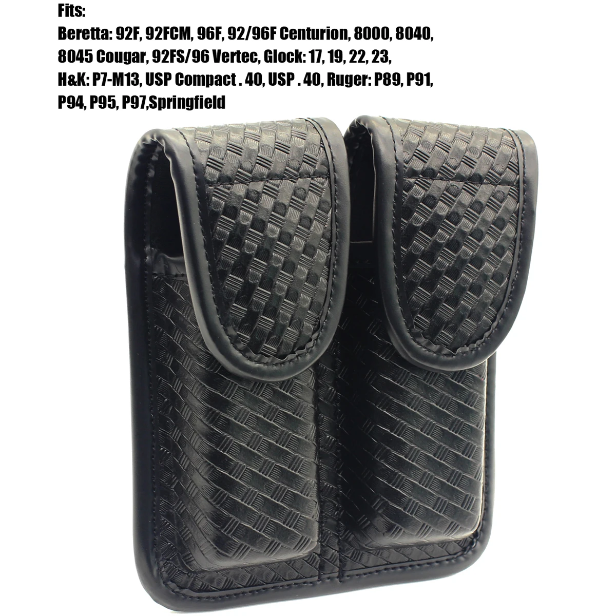 ROCOTACTICAL Bolsa doble para revistas de tejido de cesta, bolsa doble con cierre para pistola doble, para cinturones de trabajo de 2,25 ", compatible con Glock 17 - imagen 2