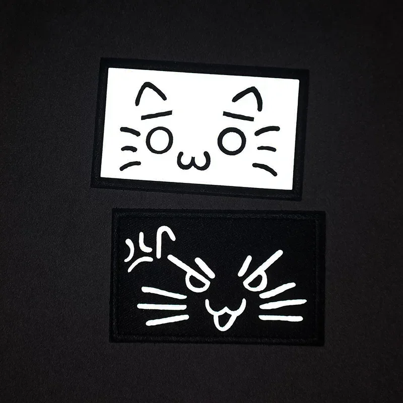 Bonito parche reflectante de gato, insignia de dibujos animados, accesorios creativos para ciclismo al aire libre, brazalete, pegatinas para bolso DIY - imagen 3
