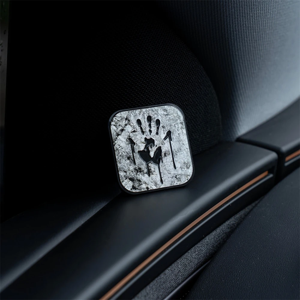 Parche de fibra de carbono Palmprint, insignia táctica EDC de lámina de plata pura para decoración de ropa y mochila