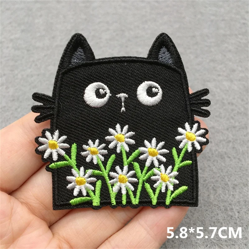 Parche bordado cara de gato termoadhesivo para chaqueta - imagen 2