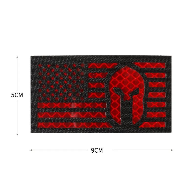 Paquete táctico de ventilador del ejército reflectante IR con bandera americana, casco espartano, insignia de brillo IR, Parche de gancho para chaqueta - imagen 4