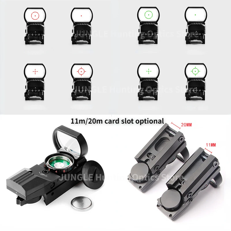 Mira óptica de punto rojo para caza, mira holográfica de reflejo, 4 retículas, colimador rojo/verde, accesorios Airsoft, 1x40, HD101 - imagen 4