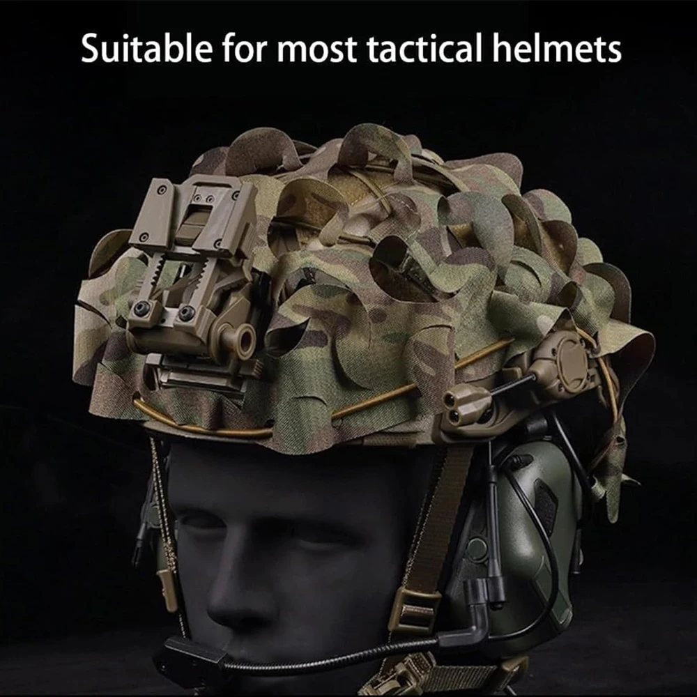 Conjunto de casco táctico rápido Airsoft con auriculares tácticos, casco Airsoft de malla cortada, cubierta de camuflaje, equipo protector de caza y combate - imagen 5