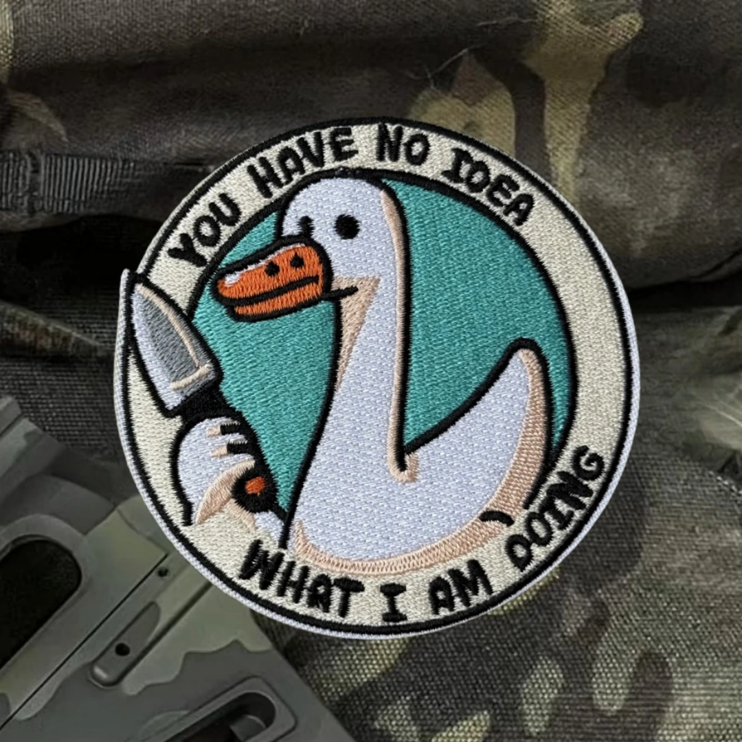 Parche táctico de moral "Silly Goose You Have No Idea What I Am Doing", pegatinas para mochila con brazalete de gancho y bucle bordado militar - imagen 4