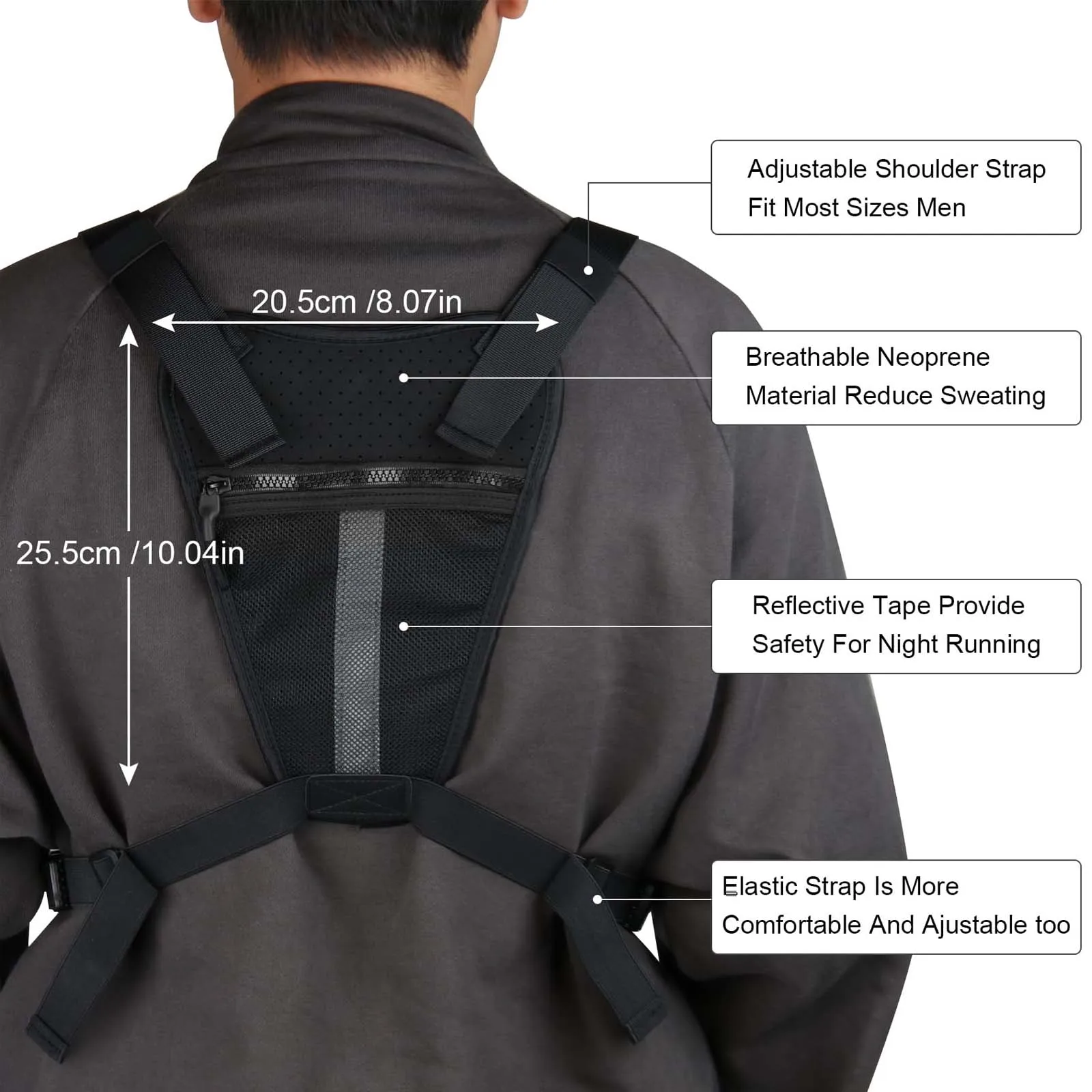 Bolsa de pecho para hombres y mujeres con funda de pistola extraíble, chaleco táctico EDC ajustable para correr, entrenamientos deportivos - imagen 5