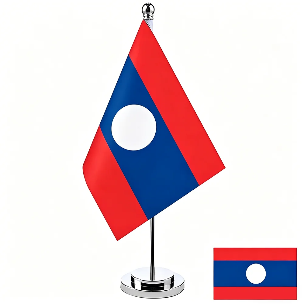 Bandera nacional de Laos para escritorio, poliéster resistente - imagen 3
