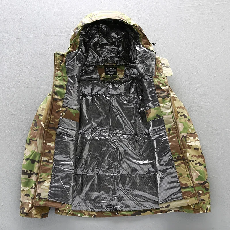 Chaqueta de algodón de camuflaje reflectante para hombre, abrigo de carga impermeable grueso de invierno, Abrigo acolchado de algodón táctico con capucha - imagen 4