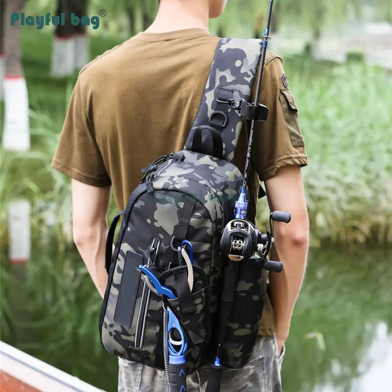 Bolsa de aparejos de pesca, bolso de hombro de pesca, equipo de pescador multifuncional, bolso deportivo impermeable de camuflaje AVA158 - imagen 2