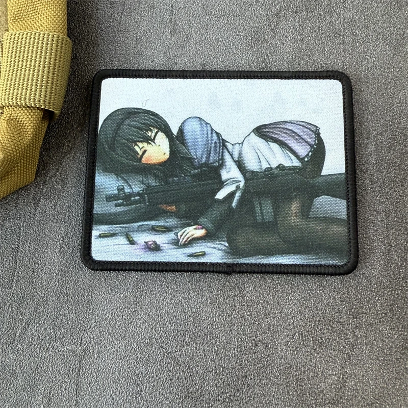 Parche estampado de moral "Khomura Akemi", brazalete militar táctico, insignia de gancho y bucle, accesorios de apliques para mochila de tela - imagen 2