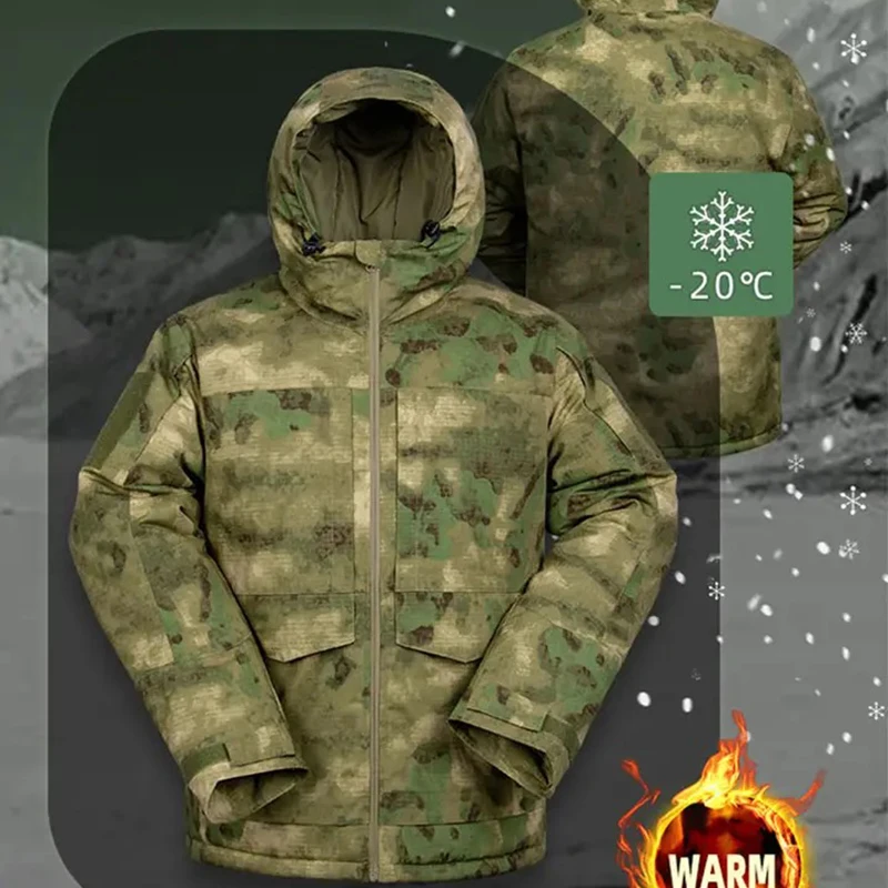 Chaqueta con pantalón para hombre, abrigo cálido de algodón para otoño, trajes de caza, uniforme deportivo para exteriores, conjuntos de talla grande - imagen 2