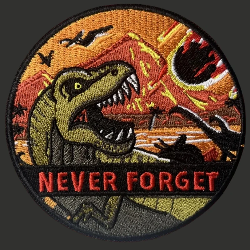 Parche de dinosaurio nunca olvides, insignia de moral táctica, bordado militar, gancho y bucle, mochila, decoración de ropa, pegatina, brazalete - imagen 2