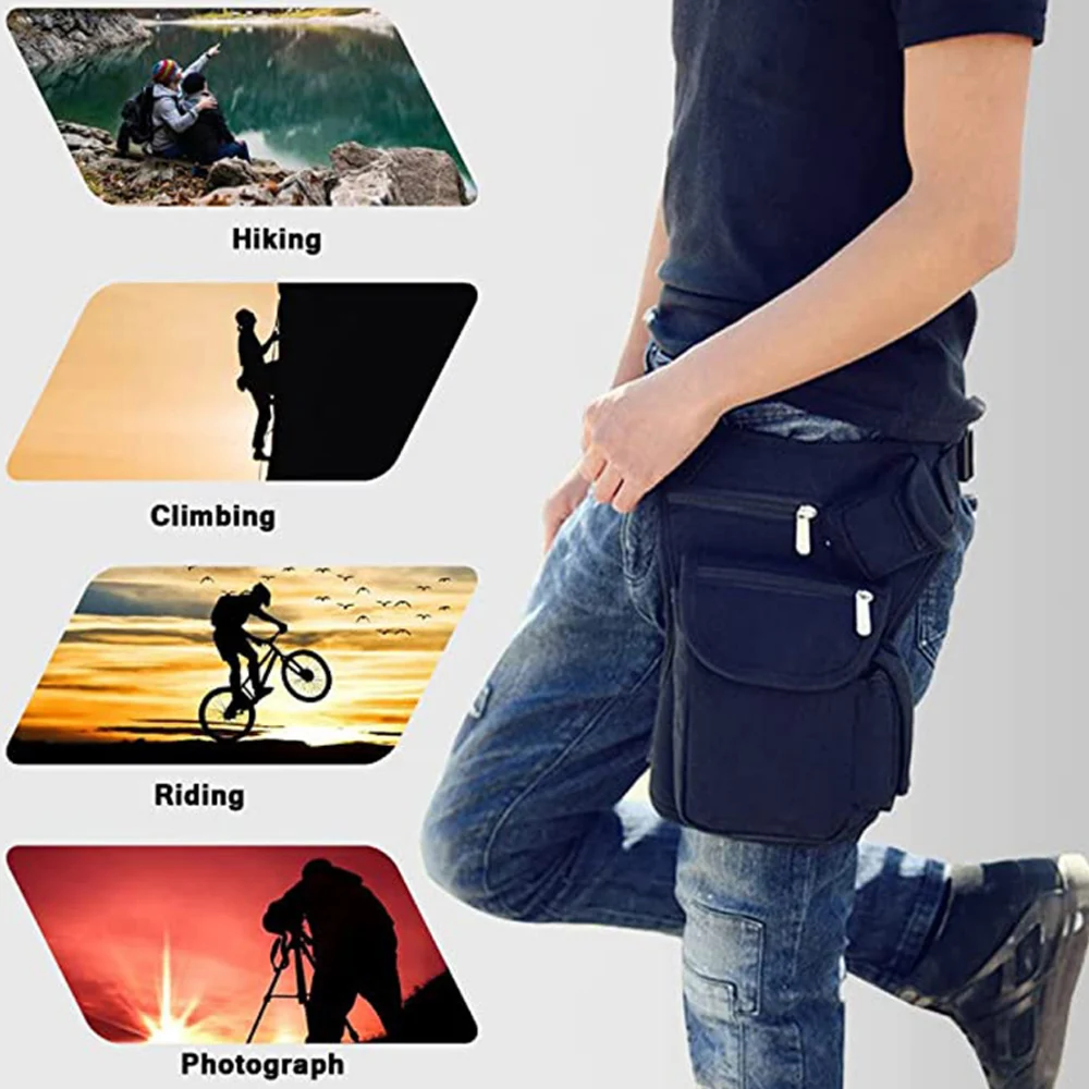Riñonera táctica multifuncional para piernas y cintura al aire libre, riñonera deportiva con cremallera ajustable para ciclismo al aire libre, senderismo, deportes unisex - imagen 5
