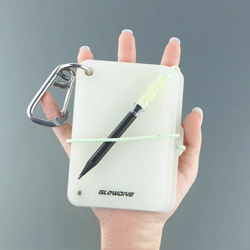Tablero de escritura brillante de 3 páginas, PMMA, buceo nocturno, libro de registro de escritura, guía luminosa de agua con hebilla colgante de lápiz de grafito - imagen 5