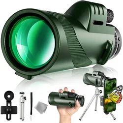 Telescopio Monocular Hd 80X100, telescopio de prisma Bak4 con Zoom de largo alcance con trípode, Clip para teléfono, caza, Camping, observación de aves, senderismo