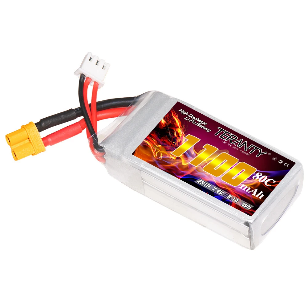 Batería Lipo mejorada de 1100mAh TREANTY 2S 7,4 V para helicóptero RC Quadcopter Dron de carreras con visión en primera persona piezas 80C/160C batería recargable - imagen 3