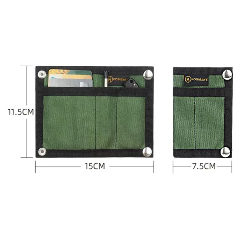 Bolsa compacta EDC con 3 bolsillos separados, organizador de nailon delgado para linterna, bolígrafo, tarjetas y elementos esenciales, transporte diario táctico ligero - imagen 2