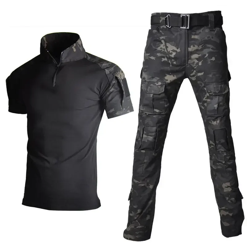Nuevas camisas tácticas de verano, pantalones, ropa de caza, uniforme de entrenamiento para hombres, camisas tácticas, pantalones Cargo + almohadillas, trajes de camuflaje sin almohadillas - imagen 2