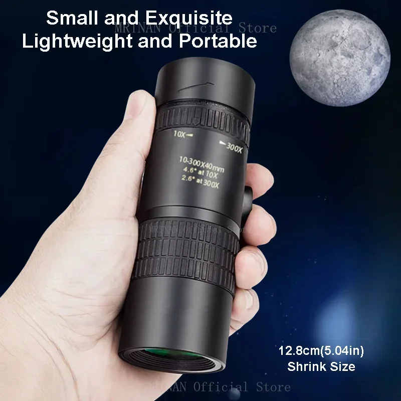 Binoculares potentes con Zoom 10-300X, telescopio Monocular profesional de largo alcance, BAK4-Prisms HD de alta calidad, portátiles para acampar - imagen 4