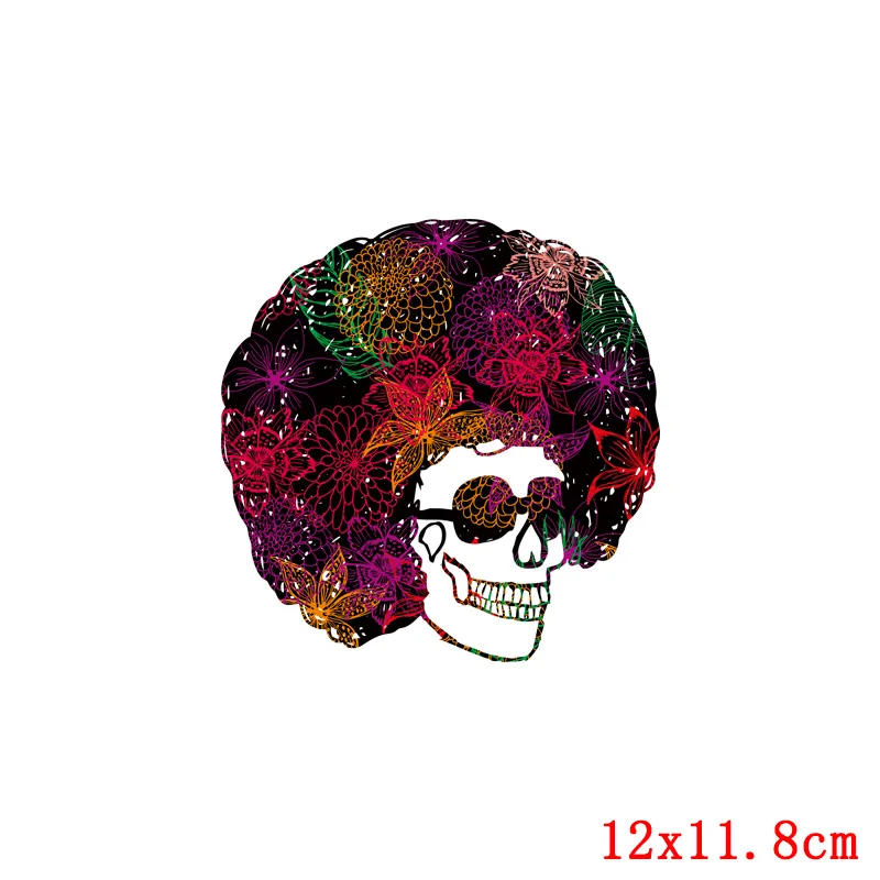 Transferencia Térmica de vinilo Punk para ropa, transferencia de planchado con motivo calavera para apliques de ropa, pegatinas para camiseta lavable DIY - imagen 5