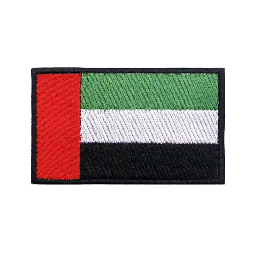 Parche bordado de la bandera de los Emiratos Árabes Unidos, banda para el brazo, gancho y bucle, insignia bordada, rayas militares