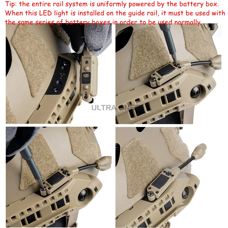Casco táctico ARC Rail luz lateral luces blancas/IR caza Airsoft casco linterna lámpara LED para riel ARC integrado Modular - imagen 3