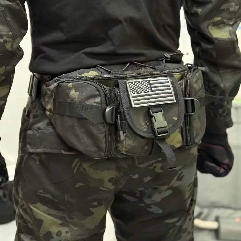 Bolso cruzado de un solo hombro para exteriores, riñonera táctica, riñonera multifuncional, riñonera de camuflaje, riñonera para senderismo - imagen 3