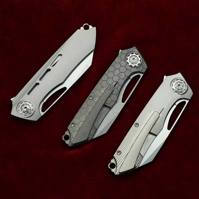 LEMIFSHE cuchillo plegable titanio rodamiento de cerámica 154CM EDC - imagen 5