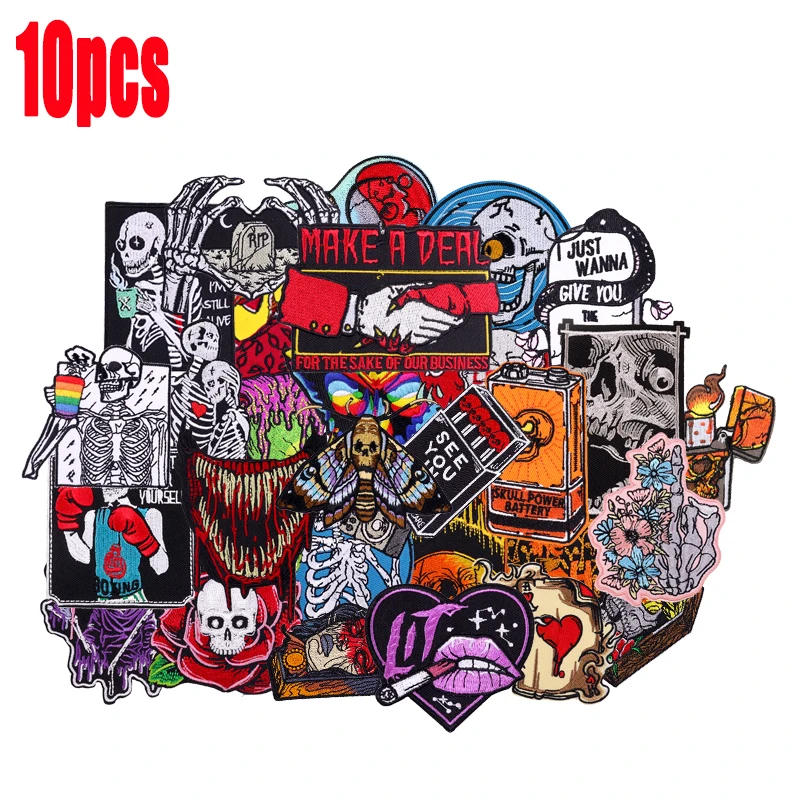 10/20/30/40/50 Uds mezcla aleatoria al por mayor parches bordados de alta calidad parches Punk hierro en parches para ropa apliques de costura - imagen 3
